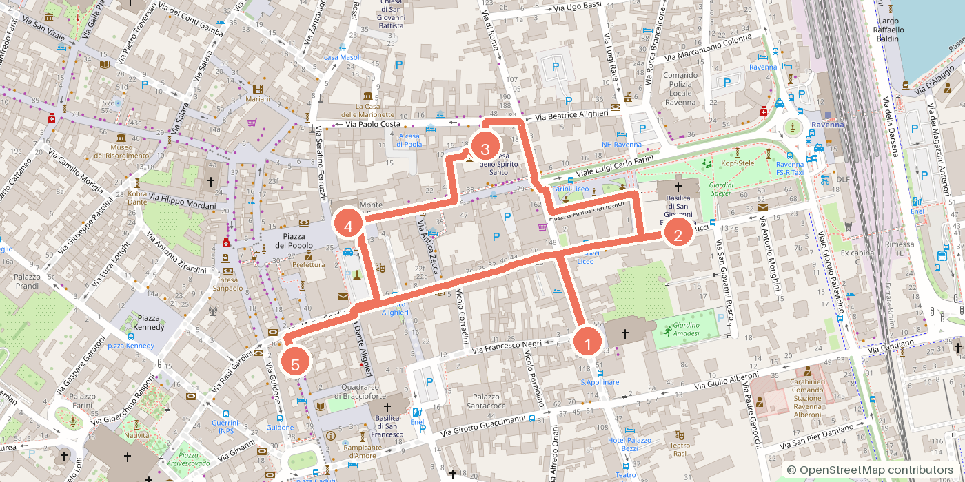 Carte du parcours à pied