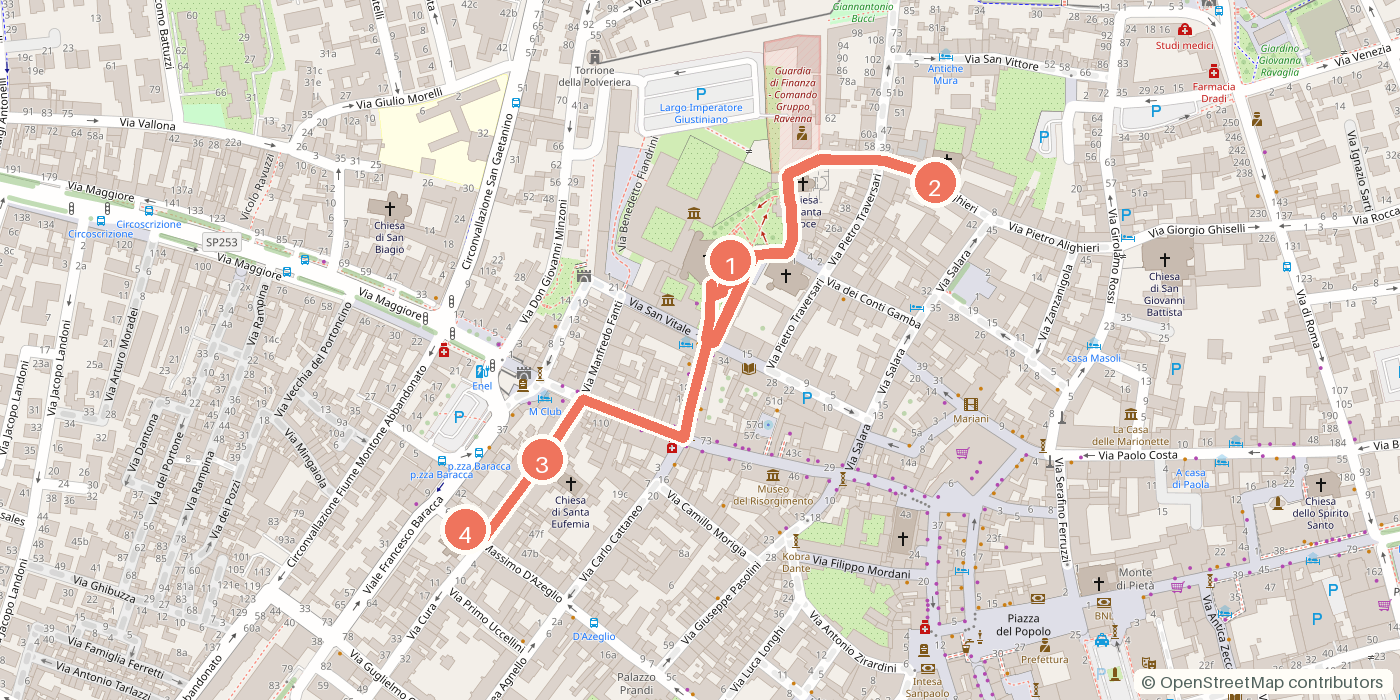 Carte du parcours à pied