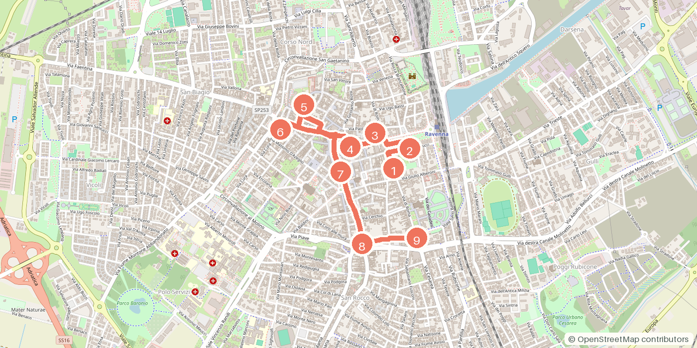 Carte du parcours à pied