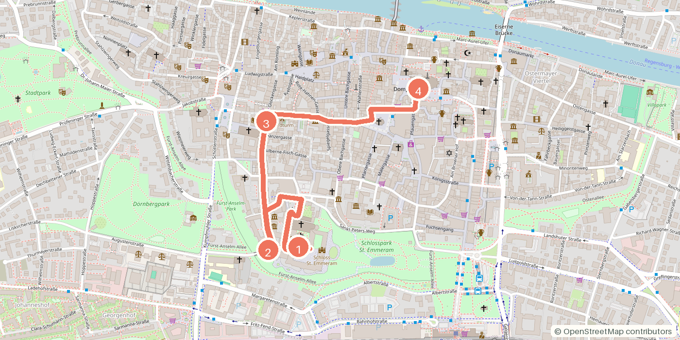 Carte du parcours à pied
