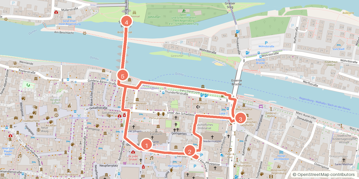 Carte du parcours à pied