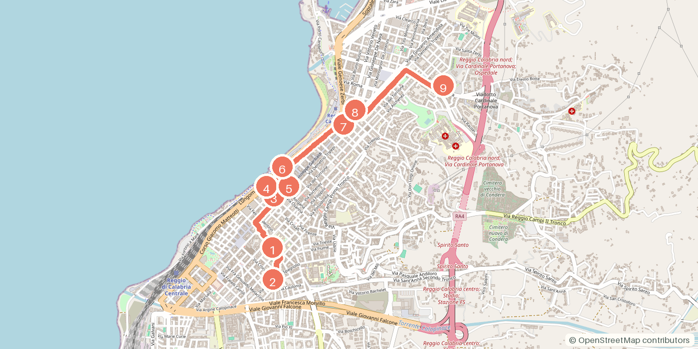 Carte du parcours à pied