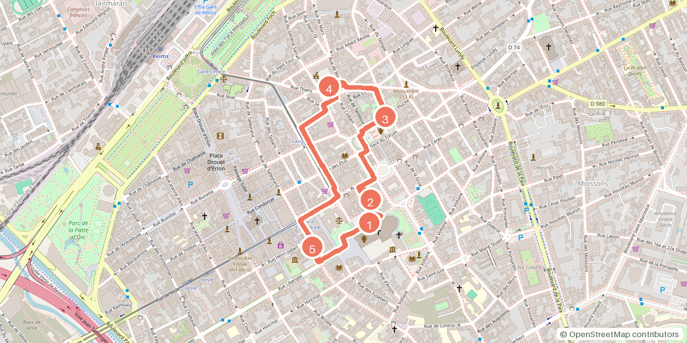 Carte du parcours à pied