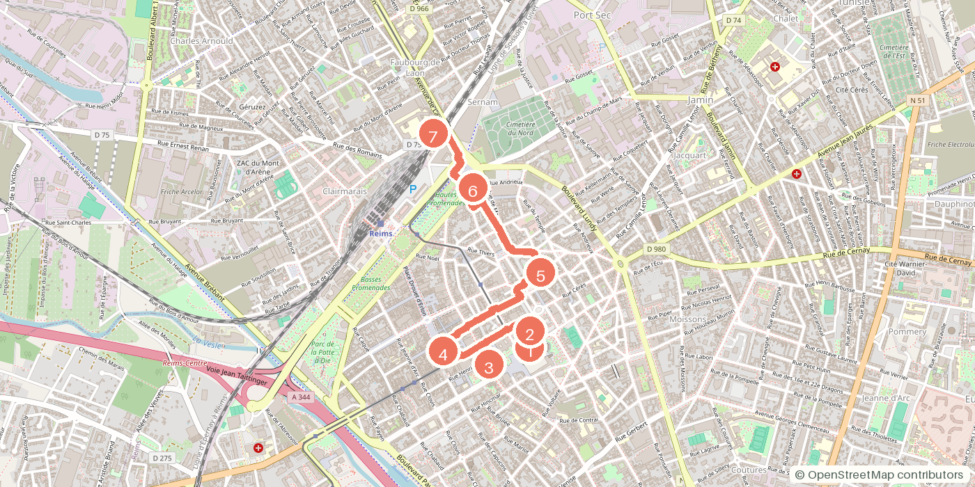 Carte du parcours à pied