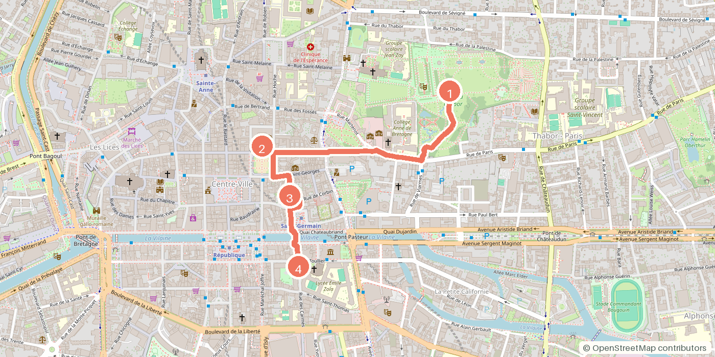Carte du parcours à pied