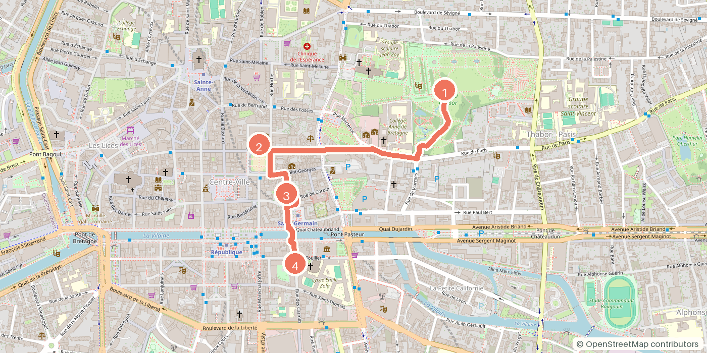 Carte du parcours à pied