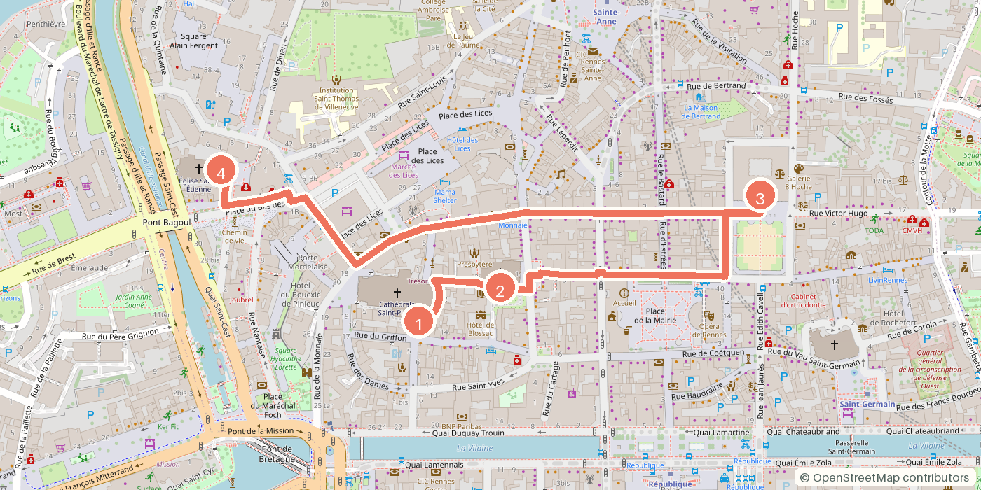 Carte du parcours à pied