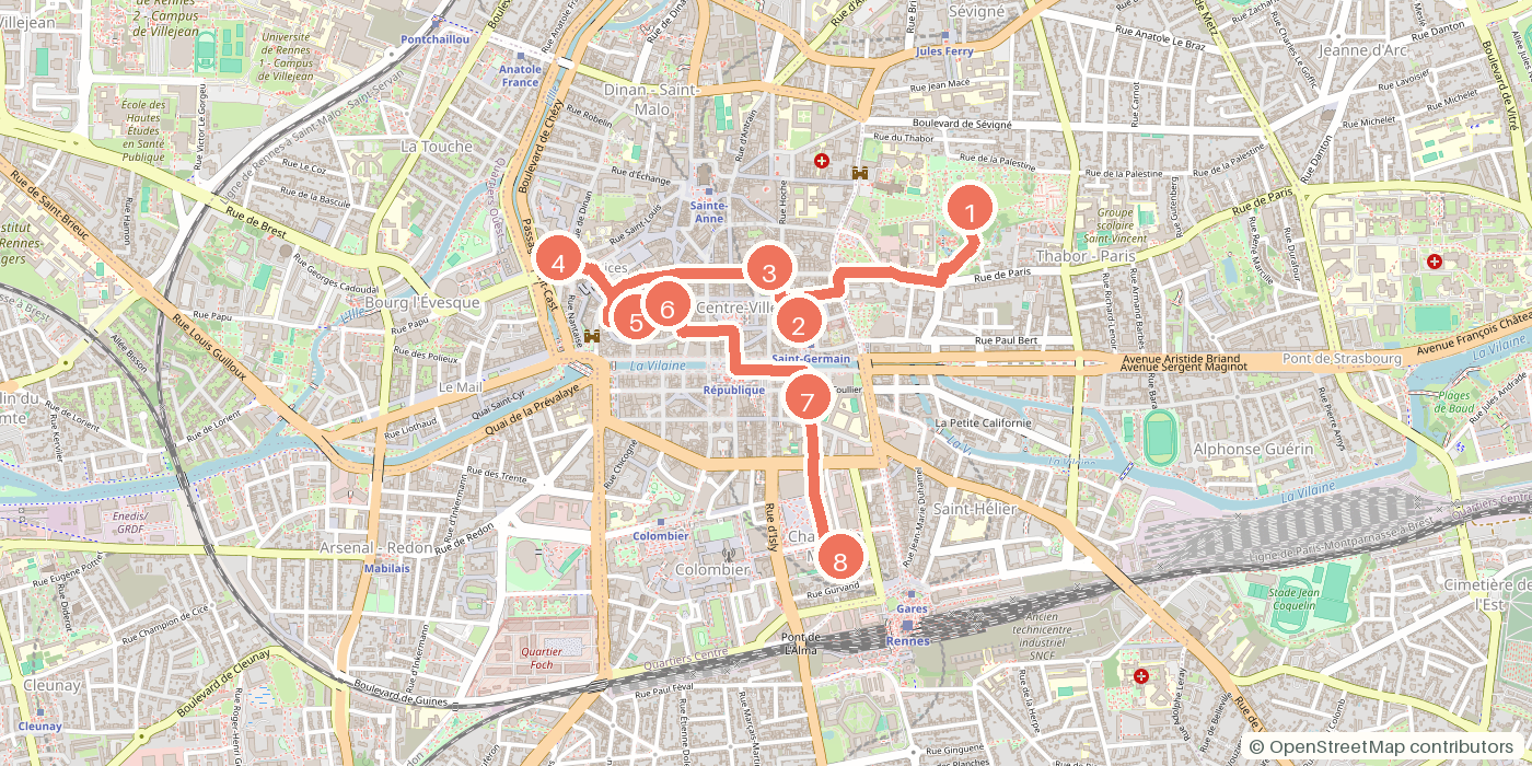 Carte du parcours à pied