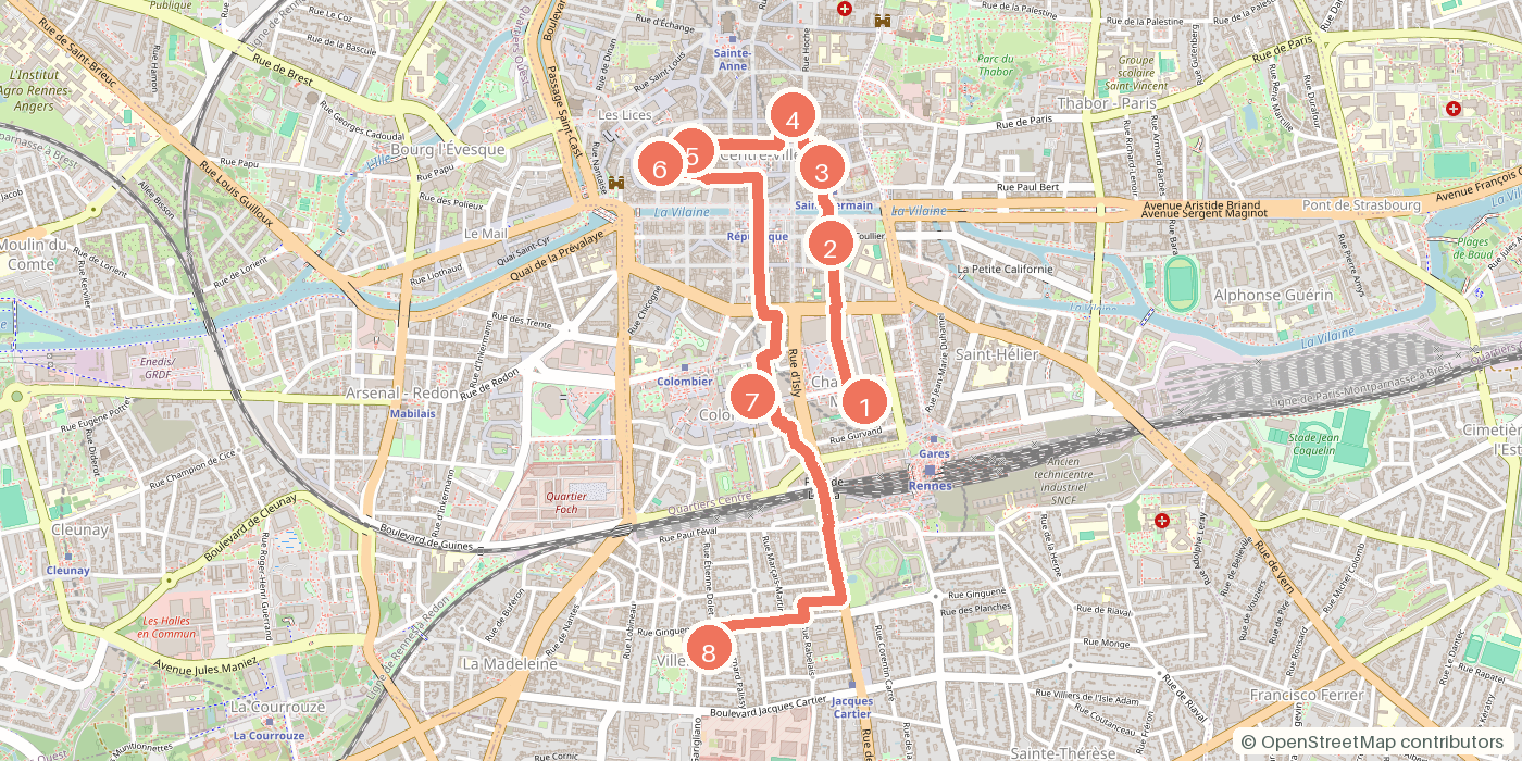 Carte du parcours à pied