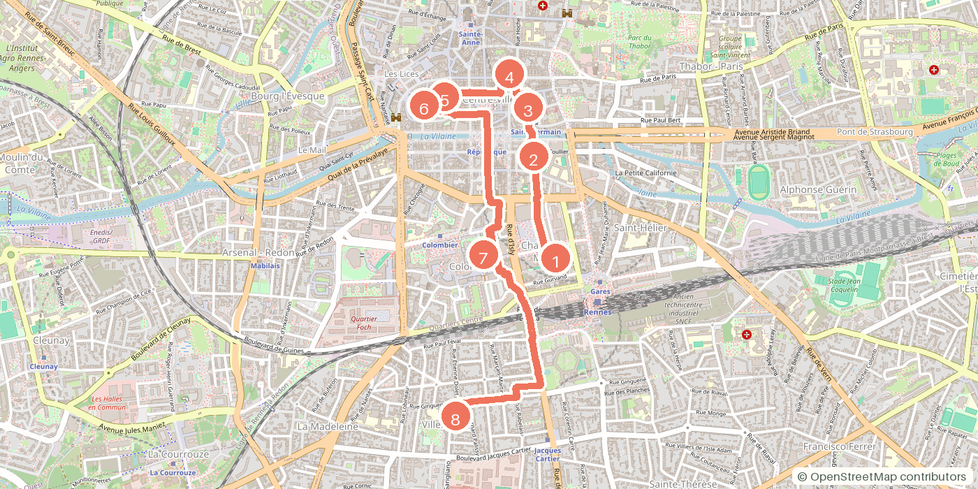 Carte du parcours à pied