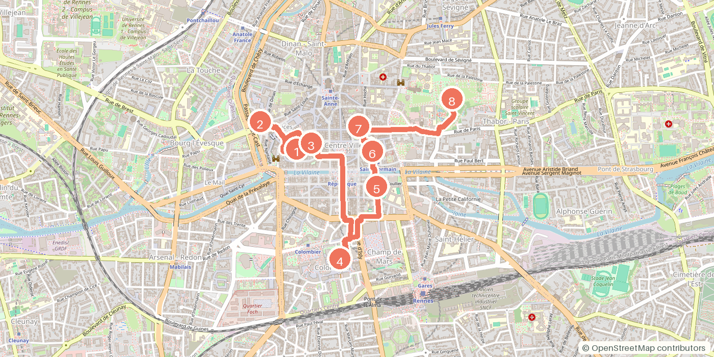 Carte du parcours à pied