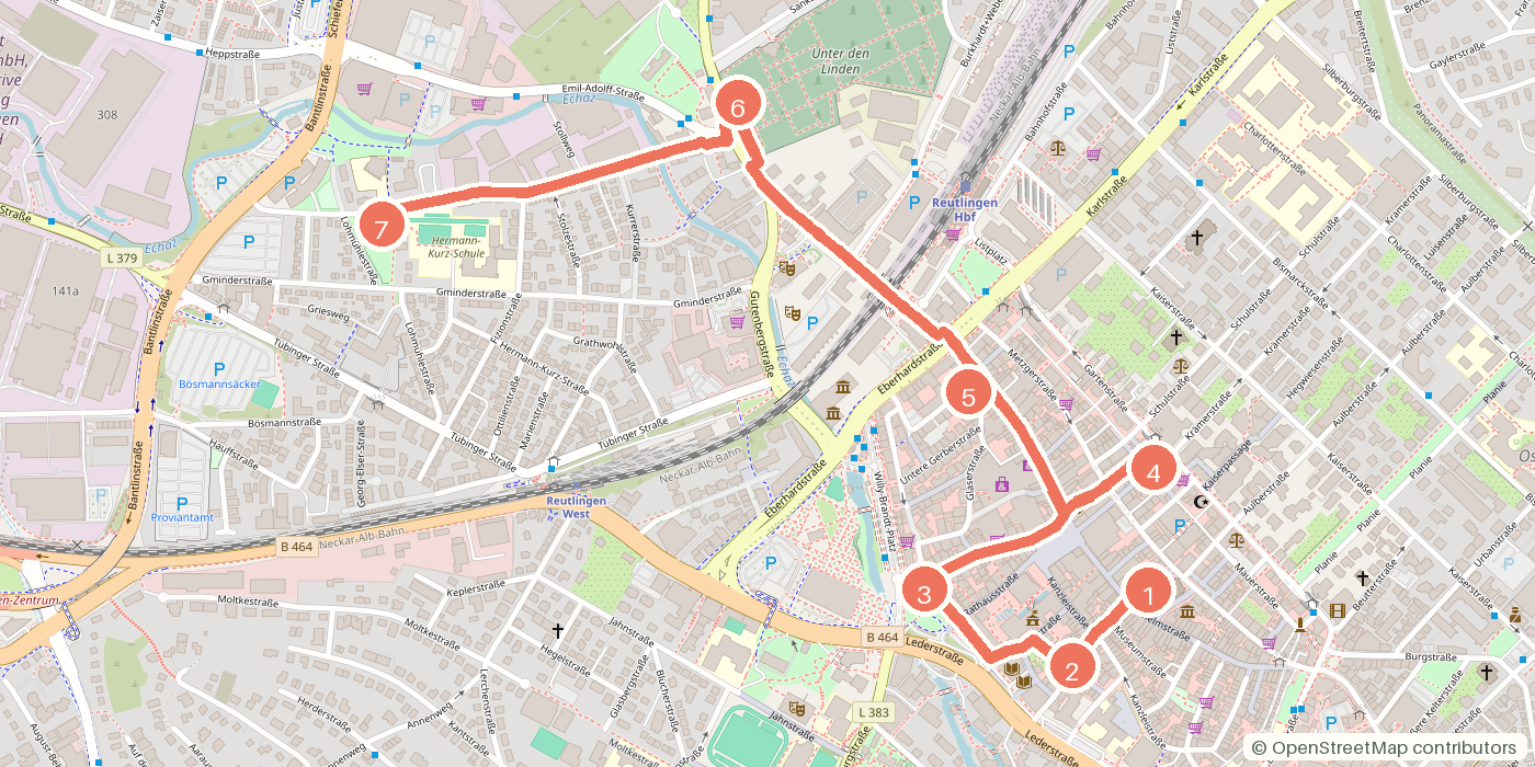 Carte du parcours à pied