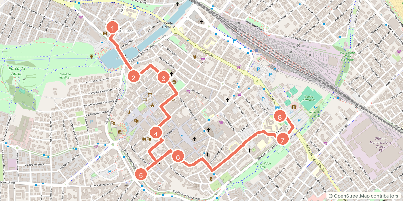 Carte du parcours à pied