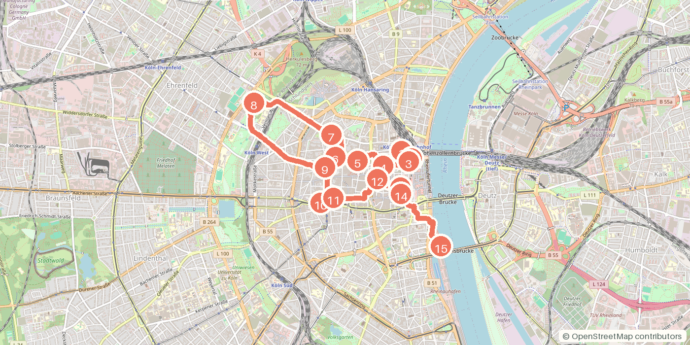Carte du parcours à pied
