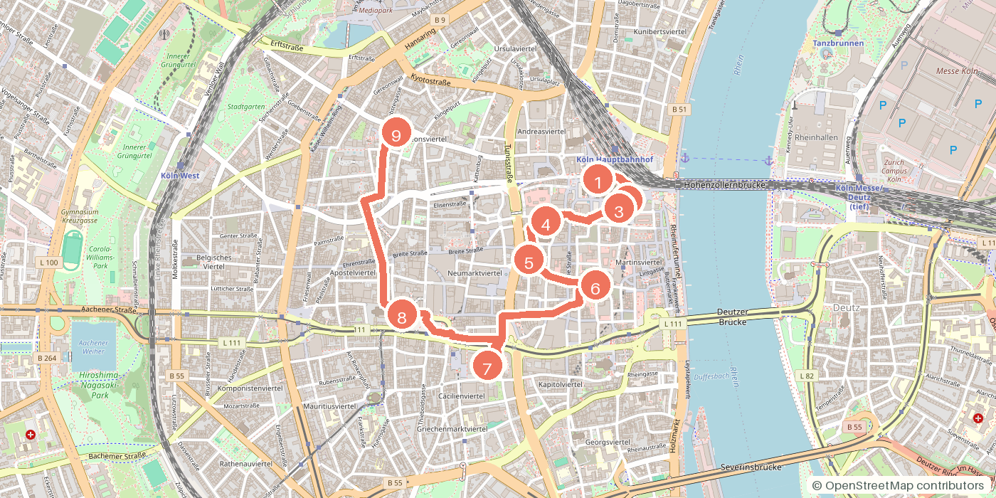 Carte du parcours à pied
