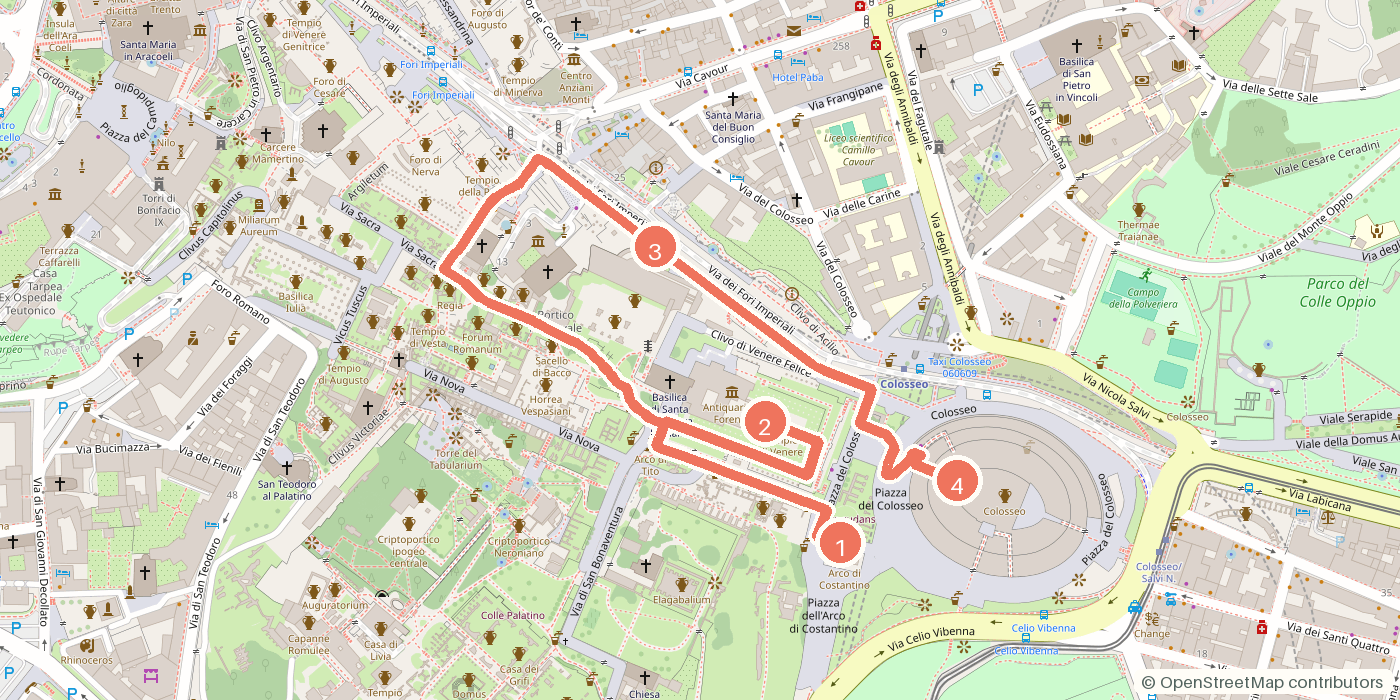 Carte du parcours à pied