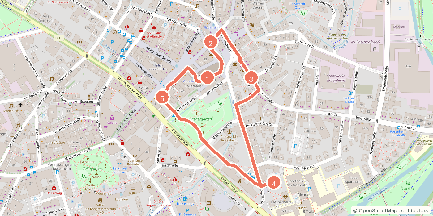 Carte du parcours à pied