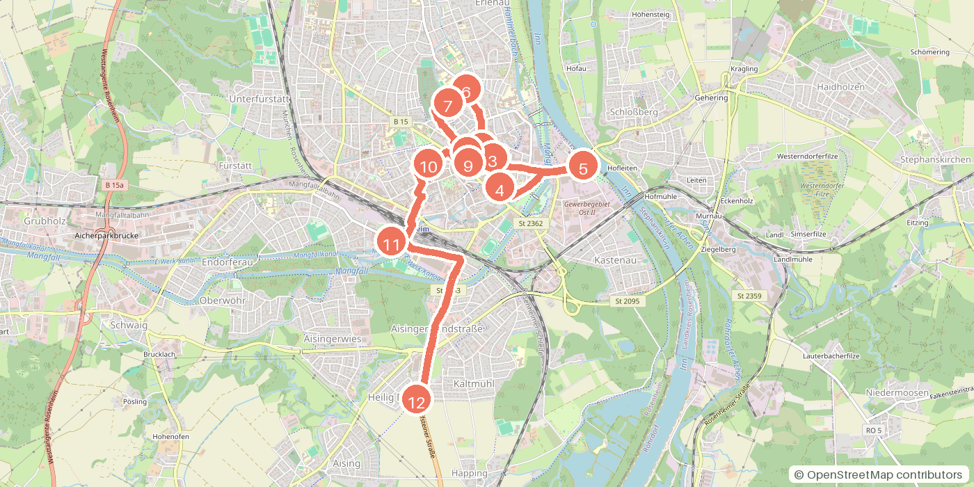 Carte du parcours à pied