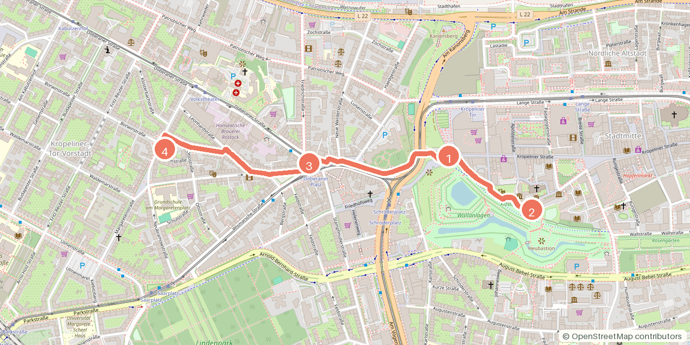 Carte du parcours à pied