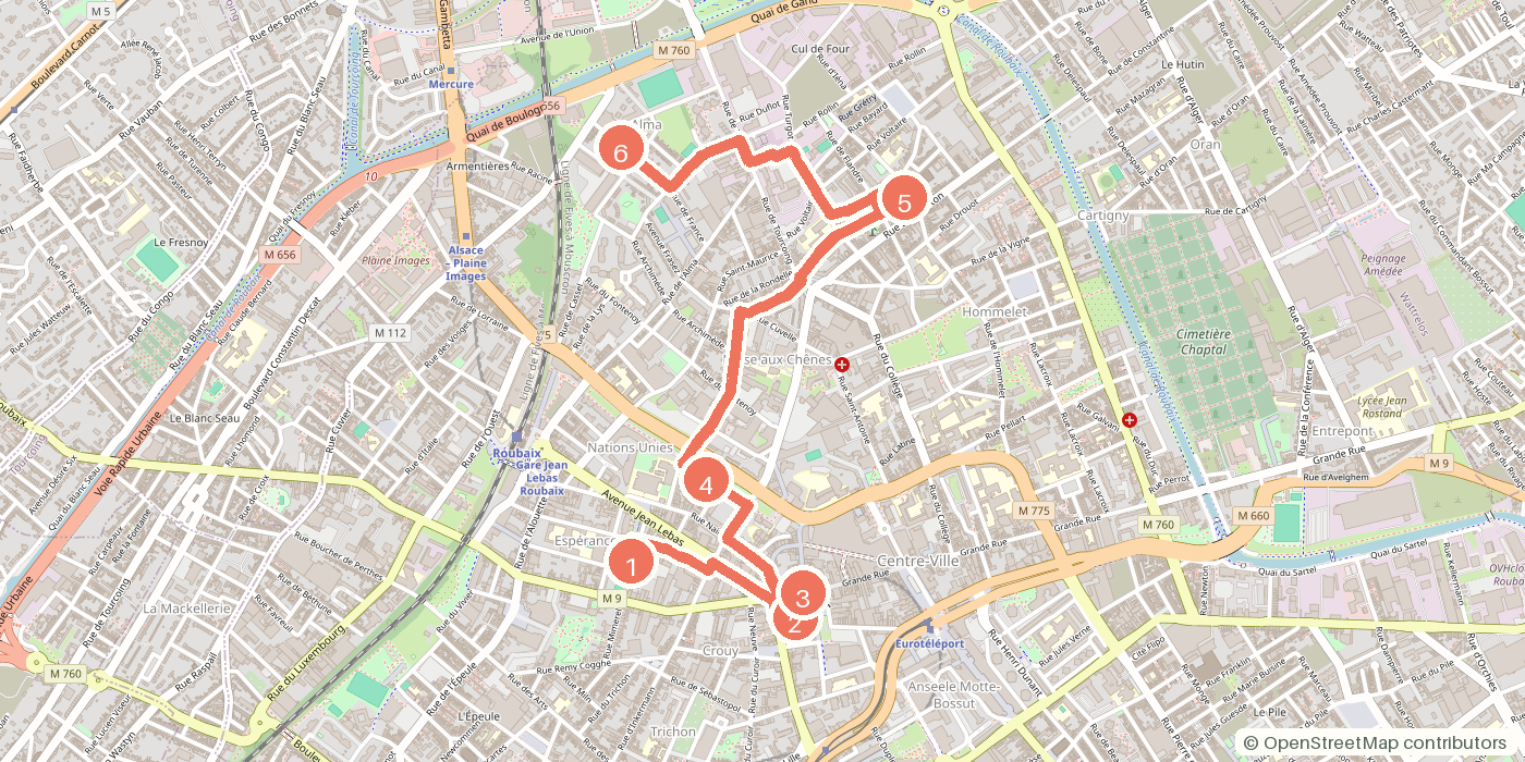 Carte du parcours à pied