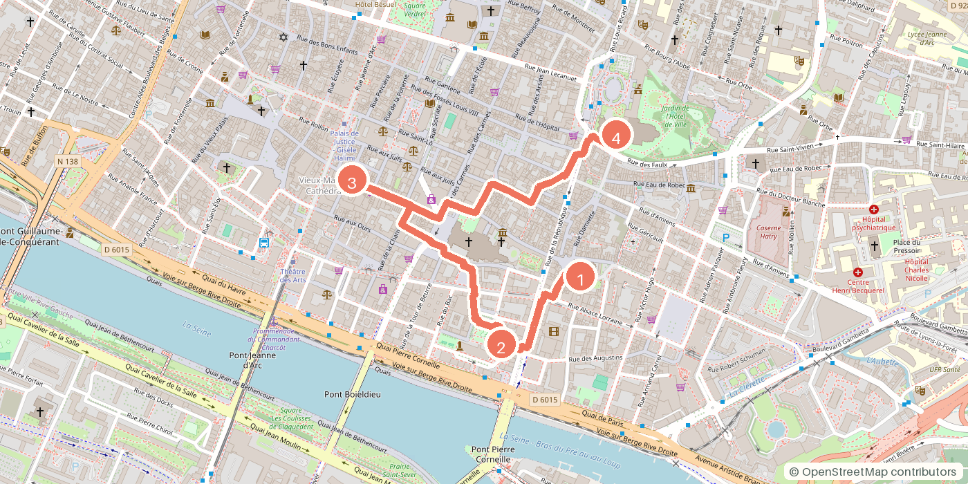 Carte du parcours à pied