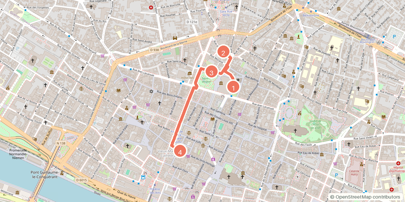 Carte du parcours à pied