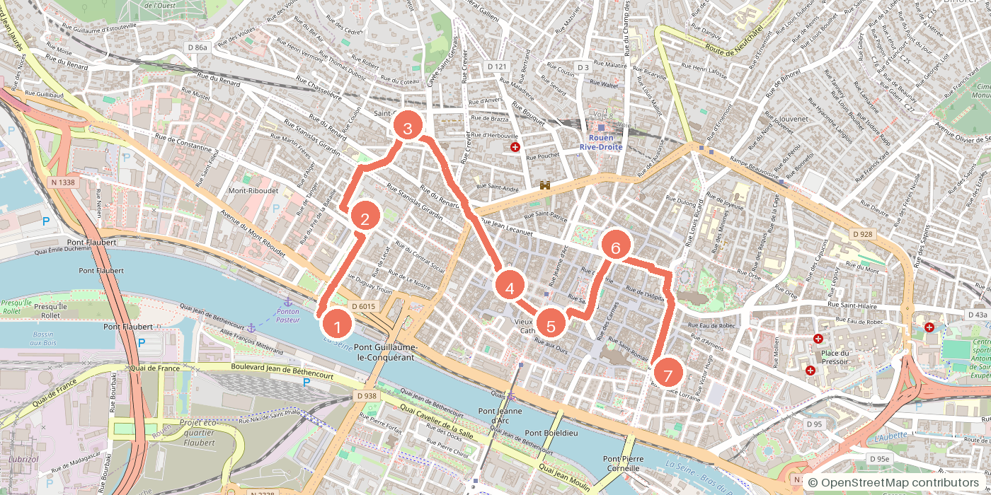 Carte du parcours à pied