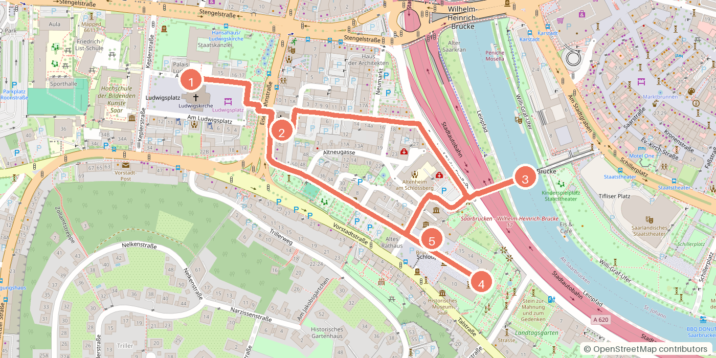 Carte du parcours à pied