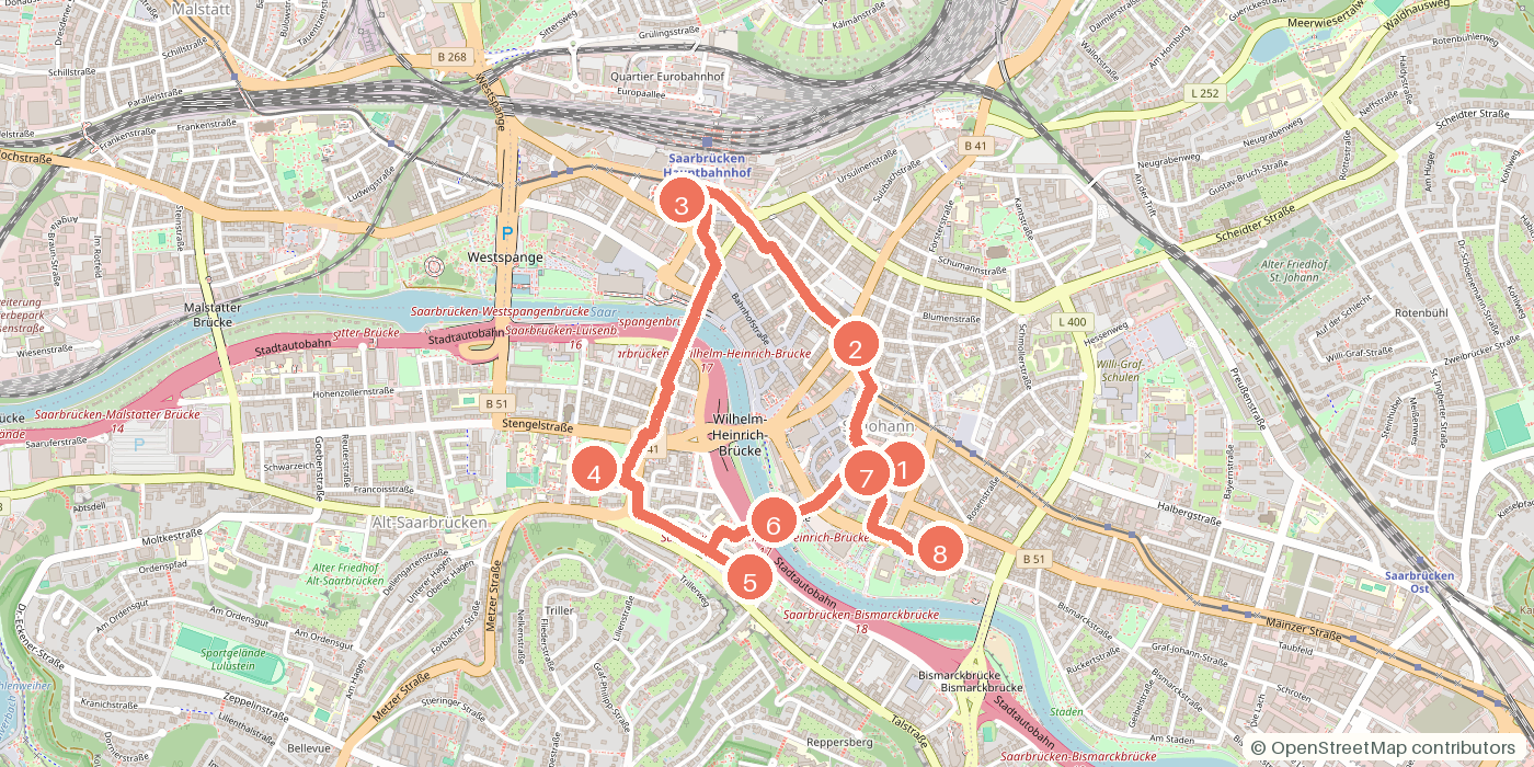 Carte du parcours à pied