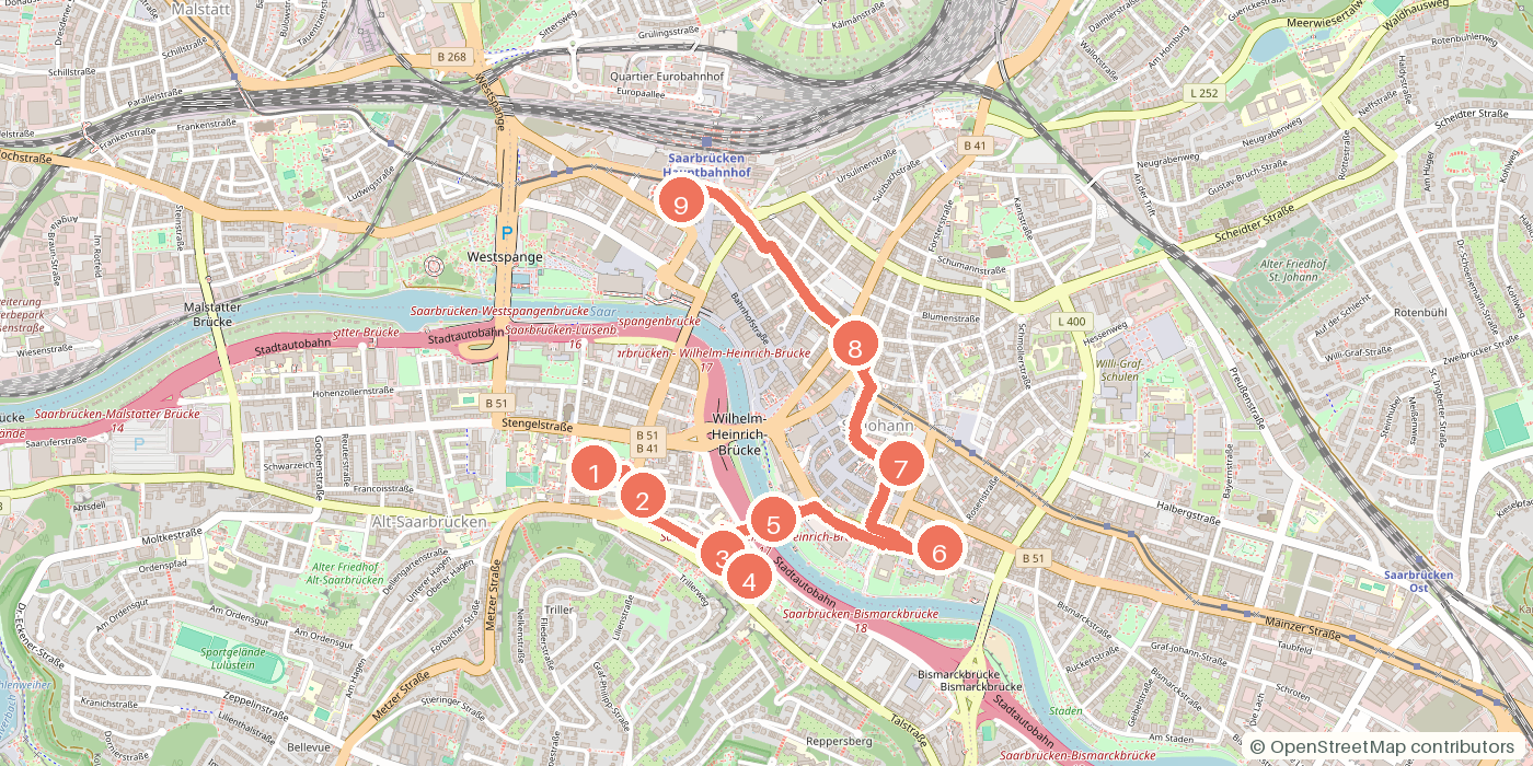 Carte du parcours à pied