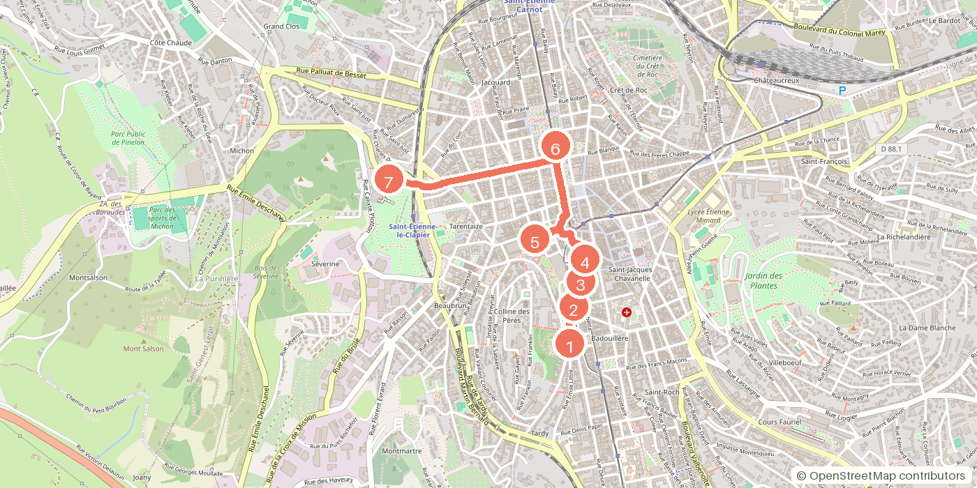 Carte du parcours à pied