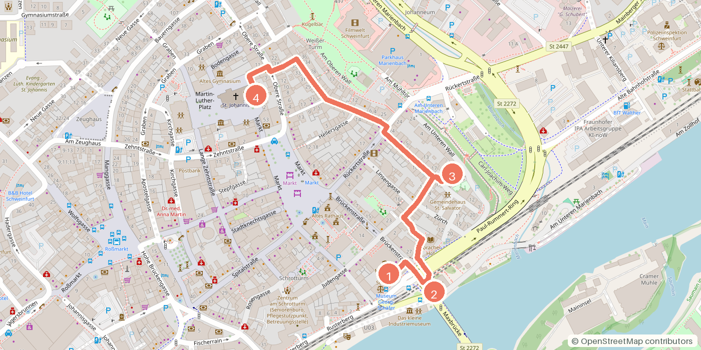 Carte du parcours à pied