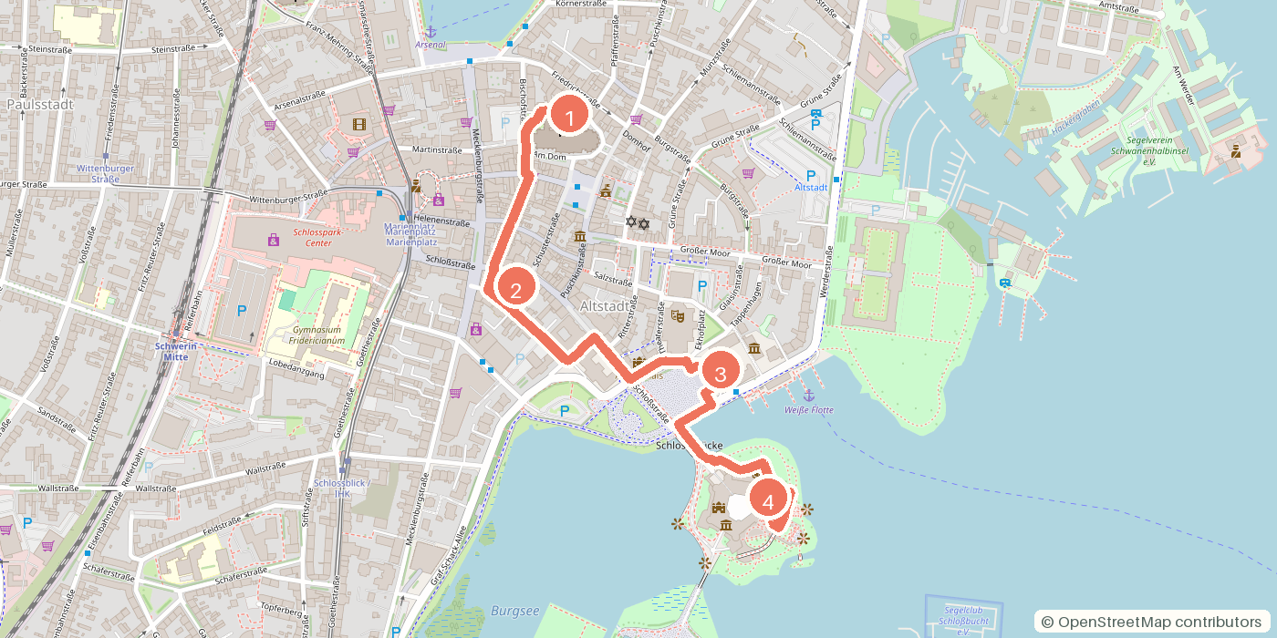 Carte du parcours à pied