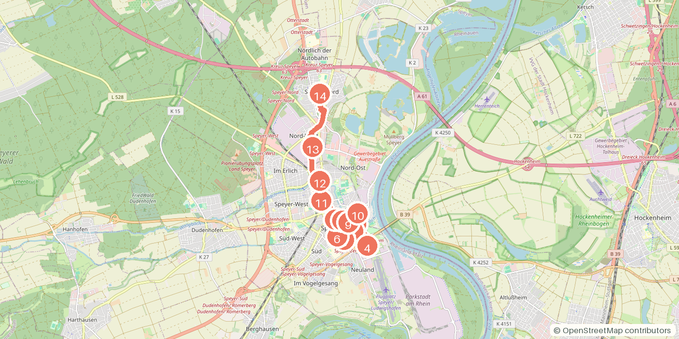 Carte du parcours à pied