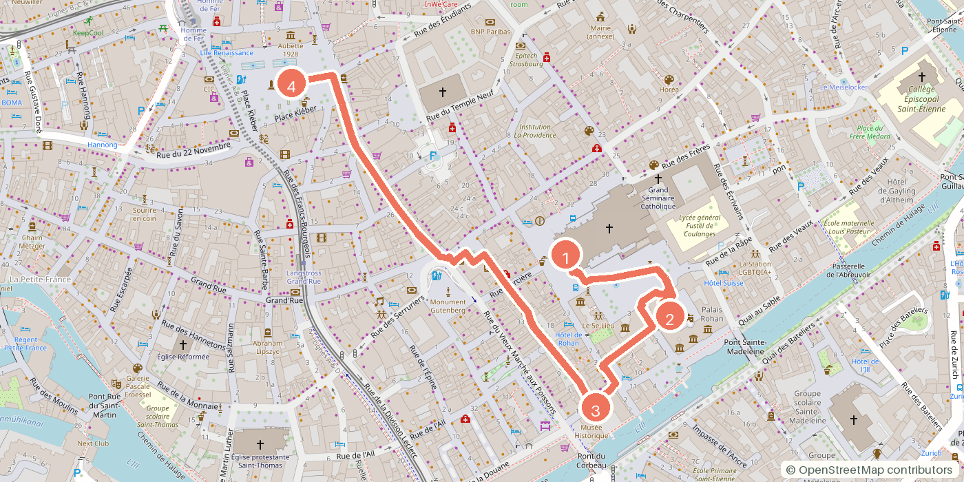 Carte du parcours à pied