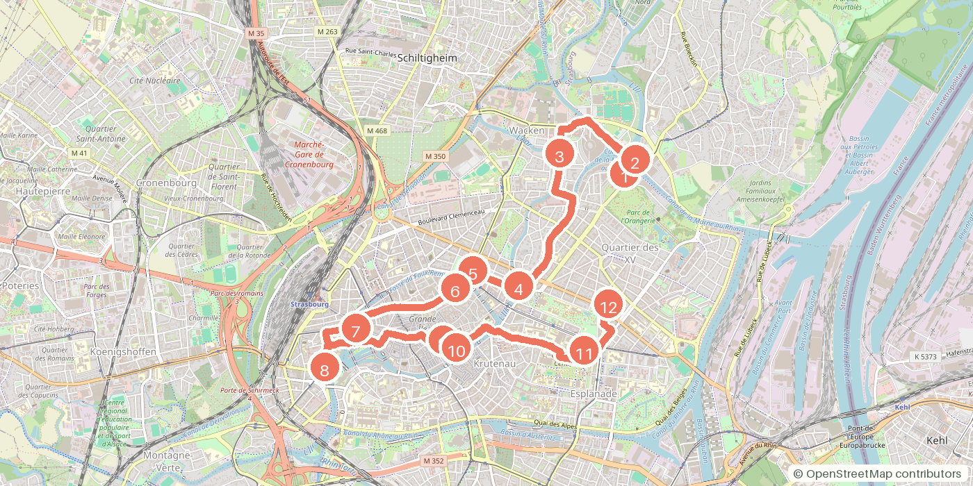 Carte du parcours à pied