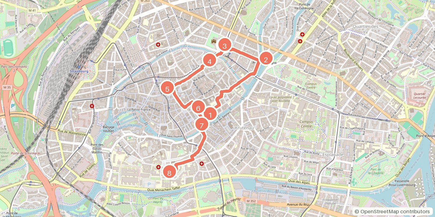 Carte du parcours à pied