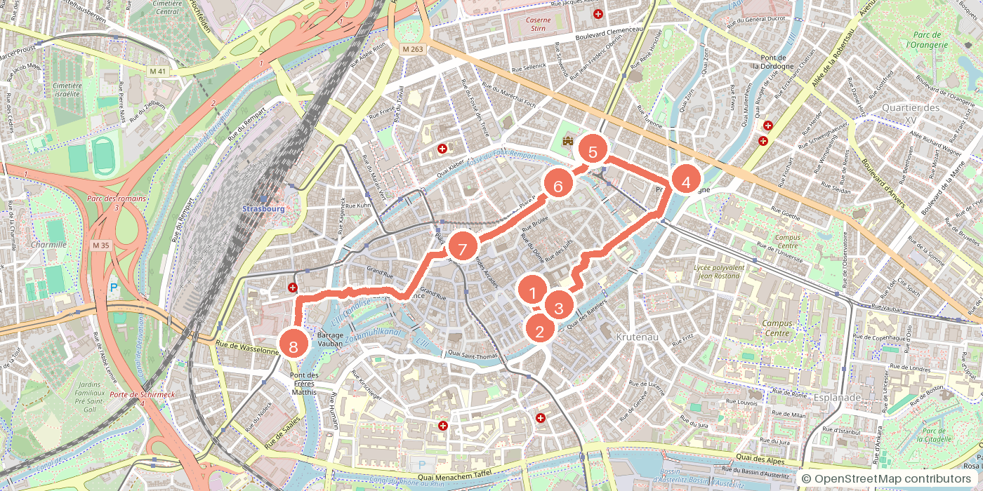 Carte du parcours à pied