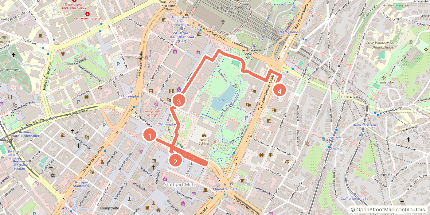 Carte du parcours à pied