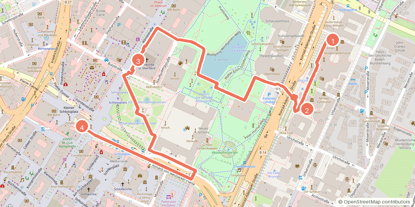 Carte du parcours à pied