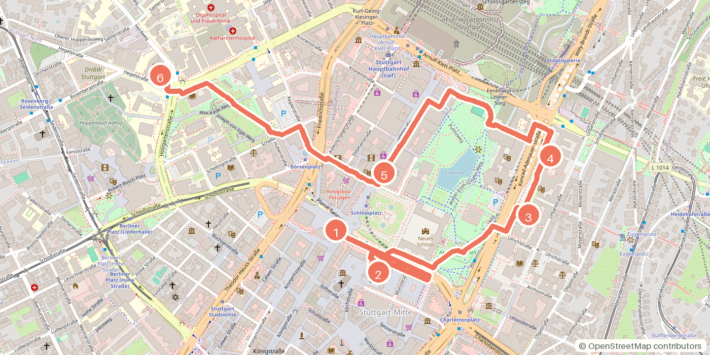 Carte du parcours à pied