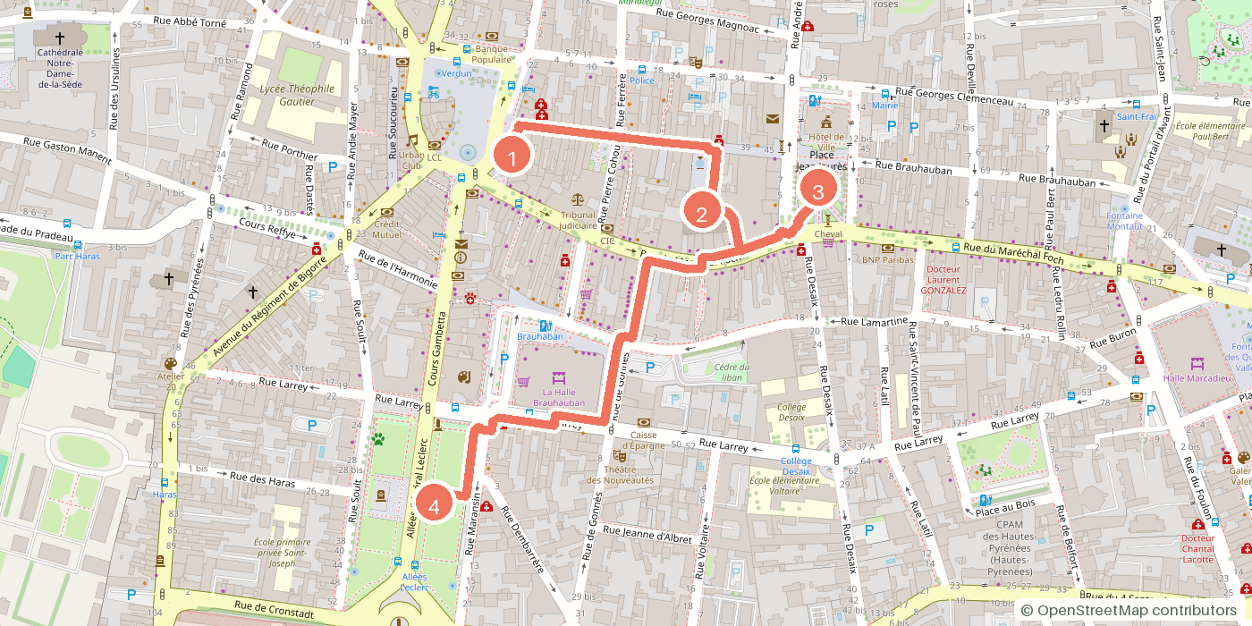 Carte du parcours à pied