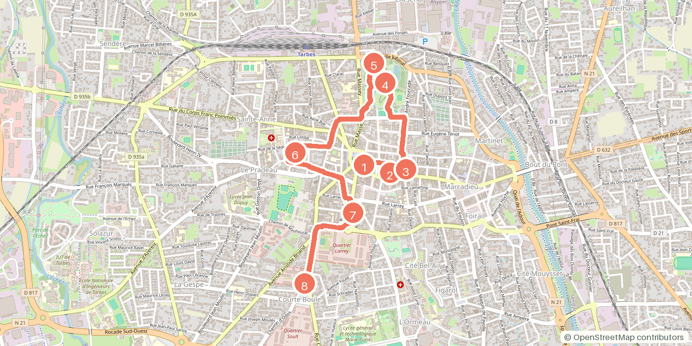 Carte du parcours à pied
