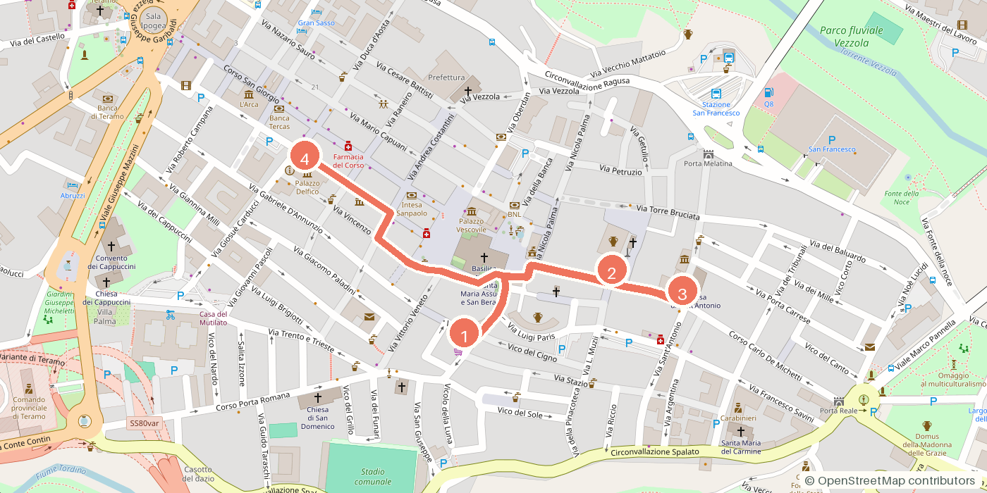 Carte du parcours à pied