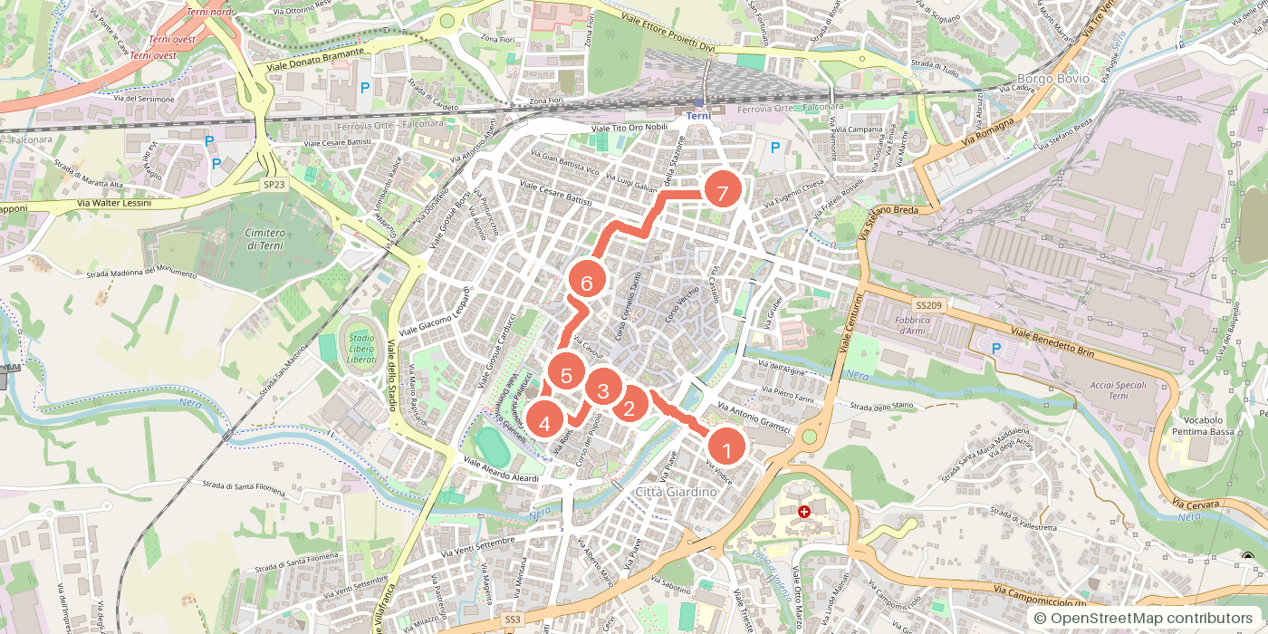 Carte du parcours à pied