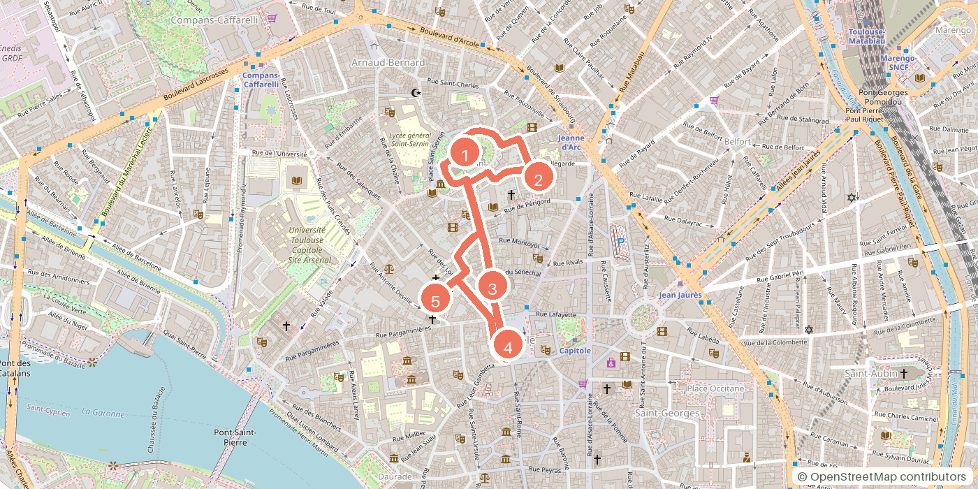 Carte du parcours à pied
