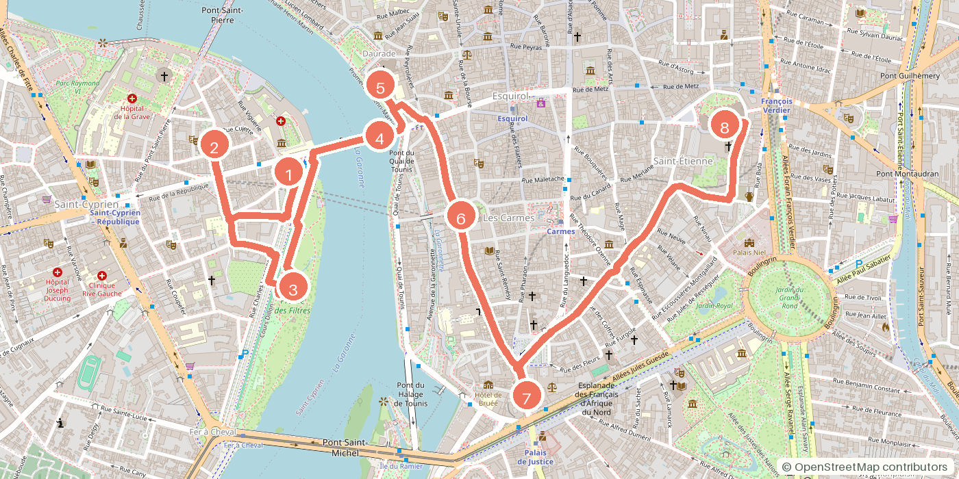 Carte du parcours à pied
