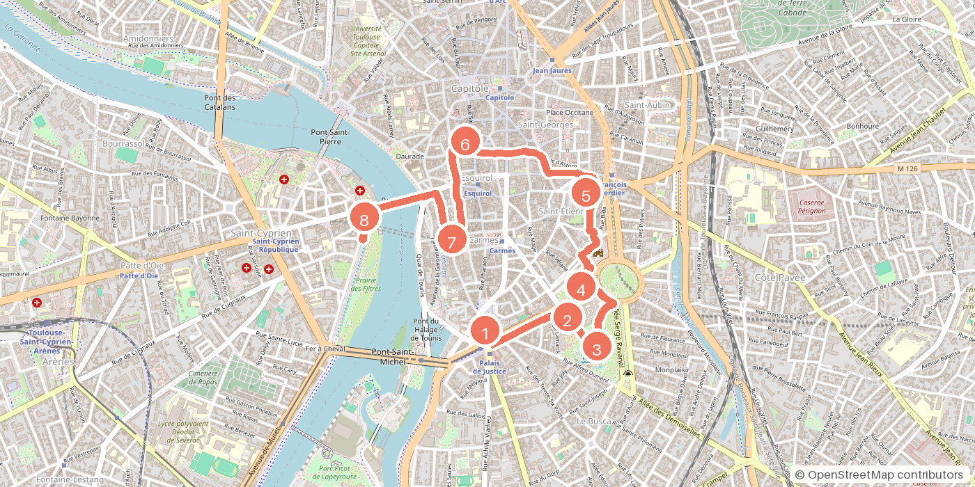 Carte du parcours à pied