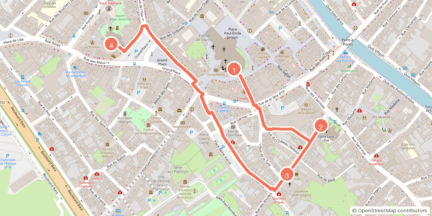 Carte du parcours à pied