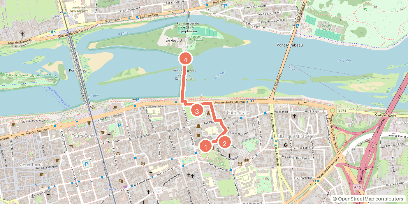 Carte du parcours à pied